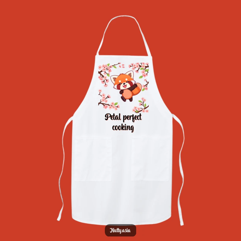 Funny Red Panda Blossom Leap Apron - Playful Animal Springtime Accessory