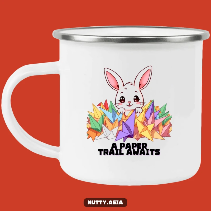 Funny Bunny Origami Camping Mug - Durable Peeking Character Mug, Great Funny Gift