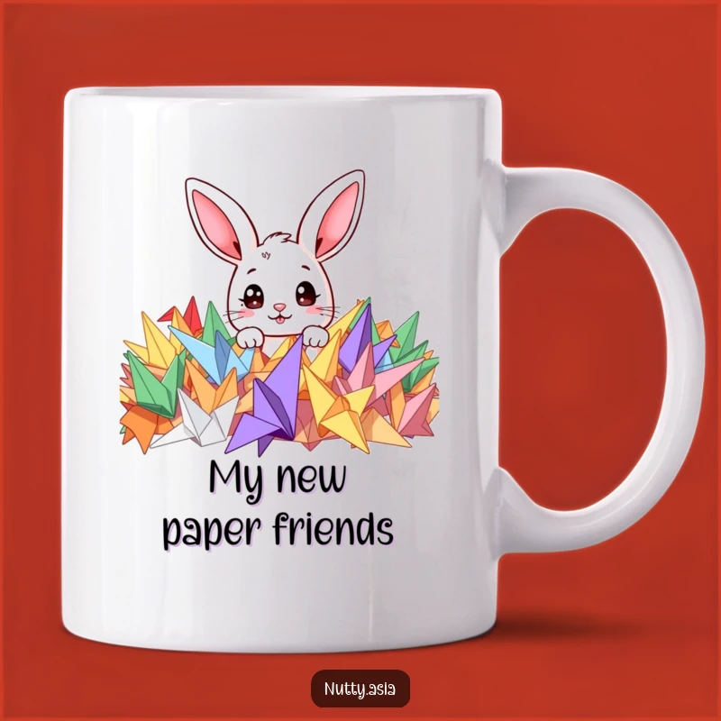 Funny Bunny Origami Gift Mug - Cute Peeking Character Surprise Mug for Animal Lovers