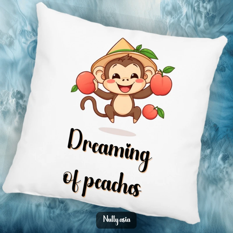 Soft funny monkey character juggling fruit, a comfortable and humorous decorative pillow.