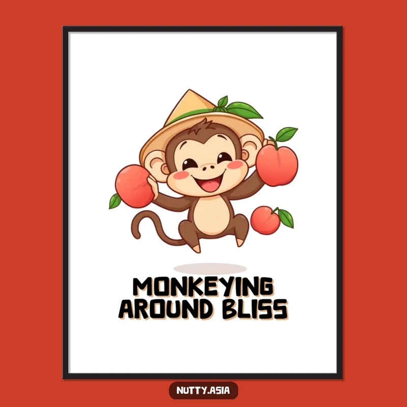 Funny Monkey Juggler Digital Art - Cheerful Fruit Trickster Print