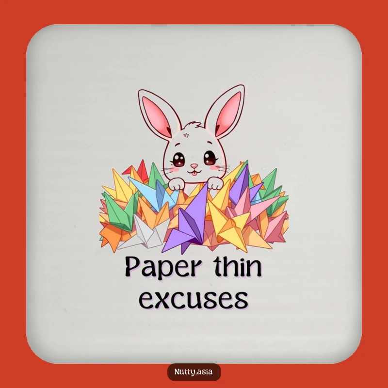 Funny Bunny Origami Coaster - Cute Peeking Character Protector, Unique Funny Gift
