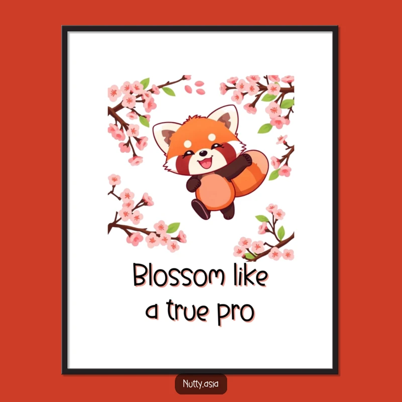 Free Printable Red Panda Blossom Art: Whimsical Downloadable Decor for Nature Lovers