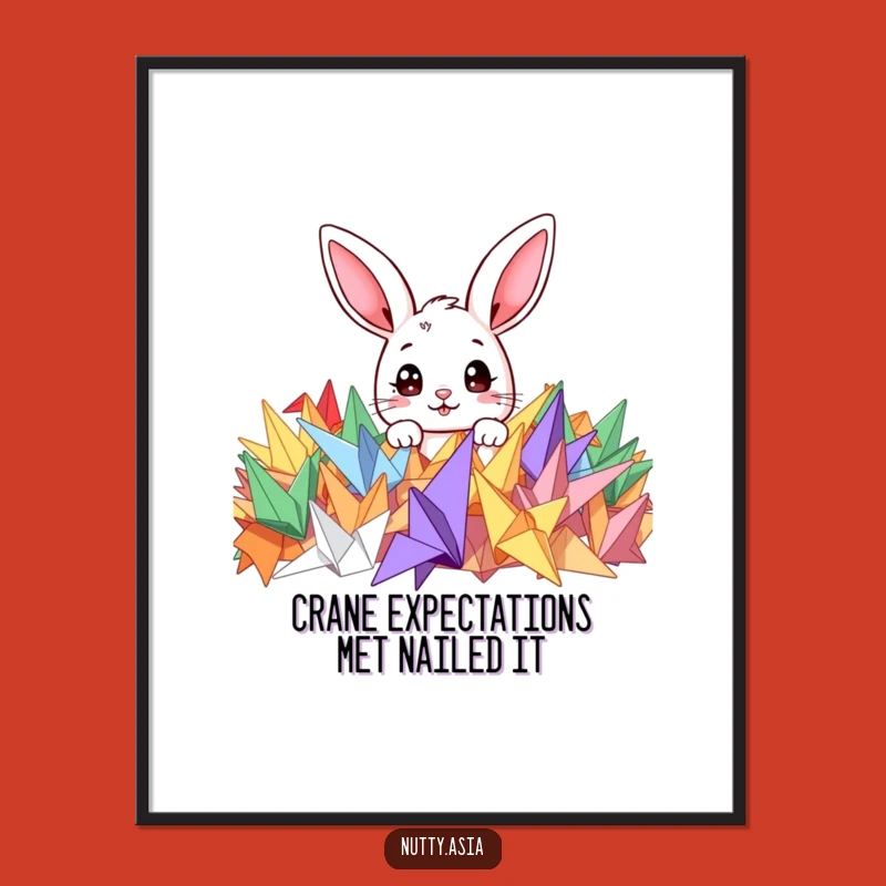 Free Printable Wall Art: Curious Bunny Origami Crane Whimsy Funny Downloadable Decor