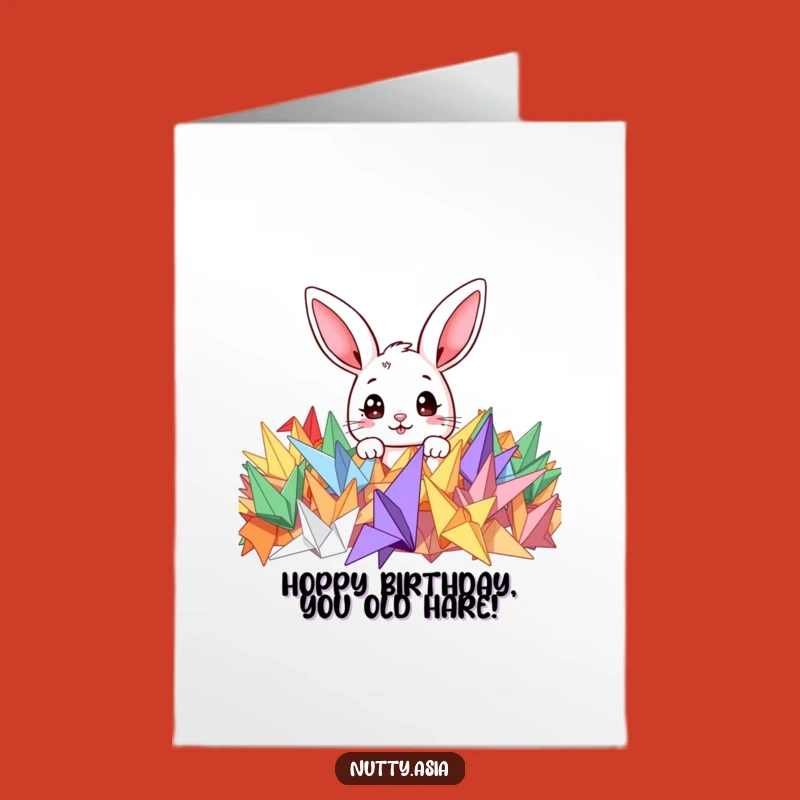 Free Printable Birthday Card: Cute Bunny Origami Surprise Funny Downloadable Gift