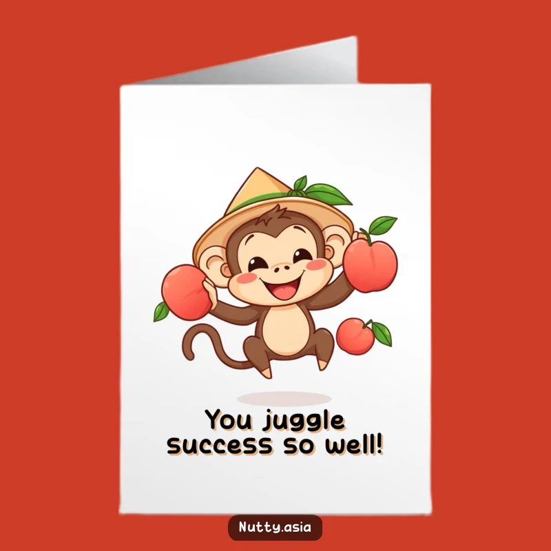 Free Printable Monkey Juggling Congrats Card: Playful Downloadable for Celebrating Achievements