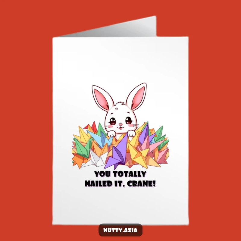 Free Printable Congrats Card: Bunny & Origami Celebration Funny Downloadable Gift