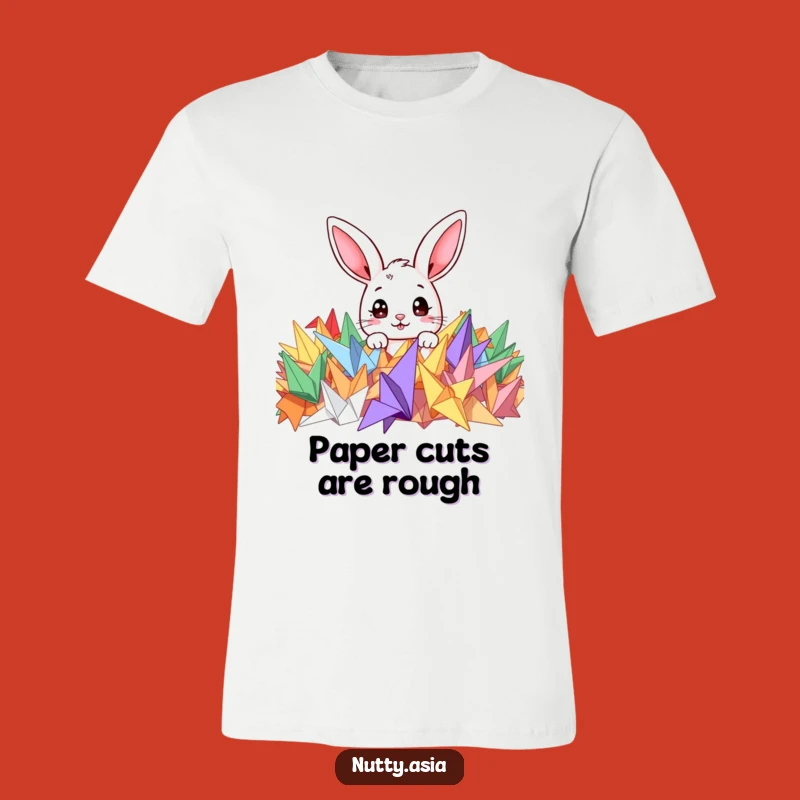 Funny Bunny Origami Tee - Cute Peeking Character T-Shirt, Hilarious Animal Lover Gift
